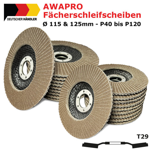 AWAPRO® Fächerscheiben Ø 115 mm & 125 mm – Profi-Schleifscheiben in Top-Qualität – weitere Produktansicht