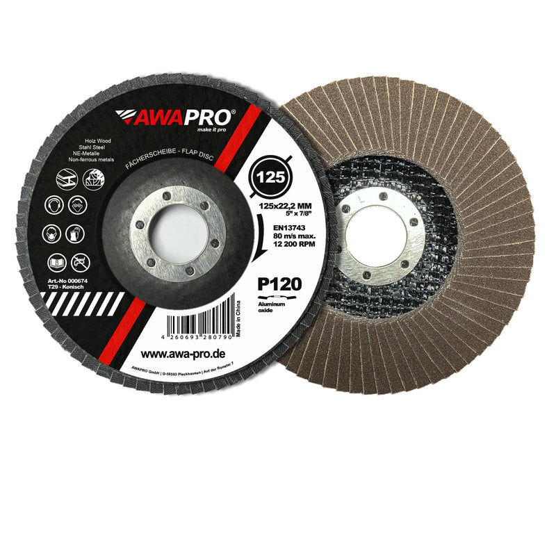 AWAPRO® Fächerscheiben Ø 115 mm & 125 mm – Profi-Schleifscheiben in Top-Qualität – im praktischen Einsatz