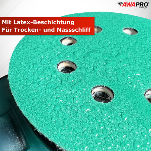 Hochwertige AWAPRO Klett-Schleifscheiben in drei Farbvarianten