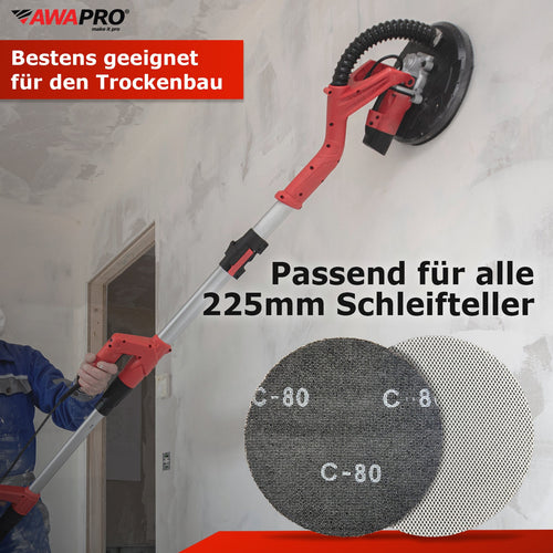 AWAPRO® Schleifscheiben mit Klett - 225mm - 10-Loch, Multilochung, Schleifgitter – weitere Produktansicht