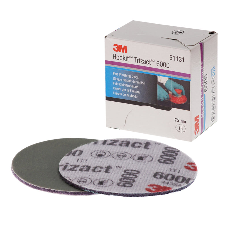3M™ Trizact™ Feinschleifscheibe 75/150mm P1000/P3000/P6000 – Produktansicht auf weißem Hintergrund