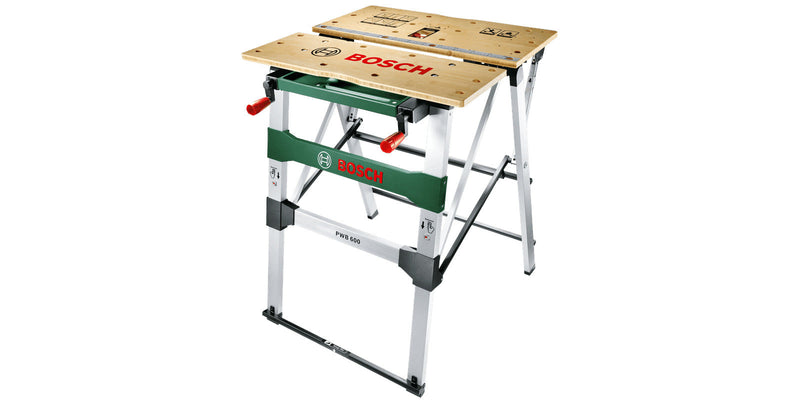 BOSCH Arbeitstisch PWB 600 inkl. 4 Spannbacken, Grün, 640x840x90 mm – Produktansicht auf weißem Hintergrund