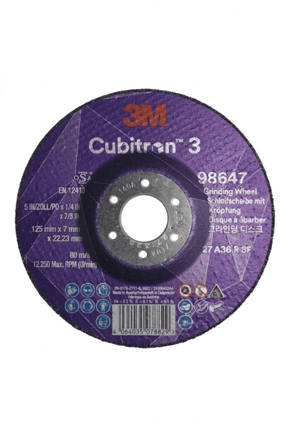 3M™ Cubitron™ 3 Schruppscheibe 125 × 7,0 × 22,23 mm Korn 36+ – Hochleistung für Metall & Edelstahl