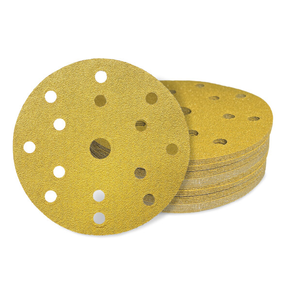 AWAPRO® Schleifscheiben mit Klett - Gold 150mm P180 15H 100 Stück