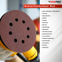 AWAPRO® Schleifscheiben mit Klett Ø125mm - Rot - P240 - 5 Stück