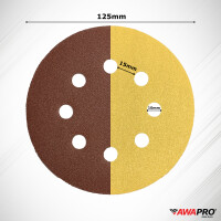 AWAPRO® Schleifscheiben mit Klett Ø125mm - Gold - P80 - 25 Stück
