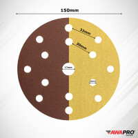 AWAPRO® Schleifscheiben mit Klett Ø150mm - Gold - P40 - 5 Stück