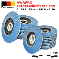 AWAPRO F&auml;cherscheiben Blau 125mm P40 5 St&uuml;ck