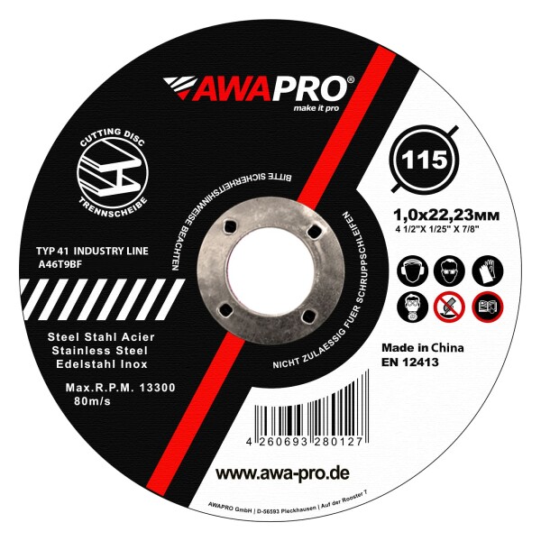 AWAPRO Trennscheiben 115/125 mm x 1,0 mm – Präzisionsscheiben für Metall & Edelstahl