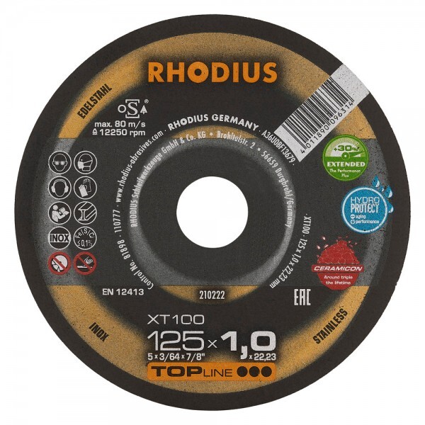 RHODIUS Extradünne Trennscheibe (TOPline) - XT100 EXTENDED - 125 x 1,0 x 22,23 mm - 25 Stück