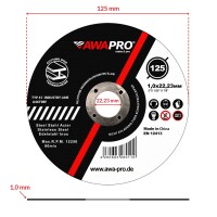 AWAPRO® Trennscheiben Metall Edelstahl Ø 115 x 1,0 x 22,23 mm - 10 Stück