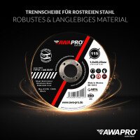 AWAPRO® Trennscheiben Metall Edelstahl Ø 115 x 1,0 x 22,23 mm - 100 Stück