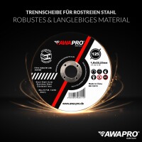 AWAPRO® Trennscheiben Metall Edelstahl Ø 125 x 1,0 x 22,23 mm - 5 Stück