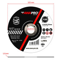 AWAPRO® Trennscheiben Metall Edelstahl Ø 125 x 1,0 x 22,23 mm - 200 Stück